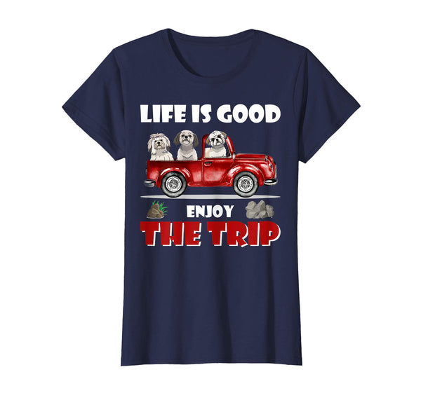 Life is good enjoy the trip Shih Tzu Dog Camping tshirt