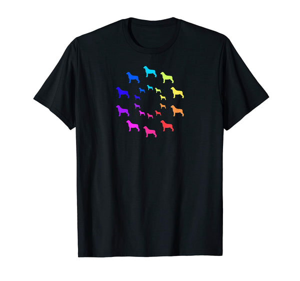 Circle of Rottweiler Dogs in Rainbow Colors T-Shirt