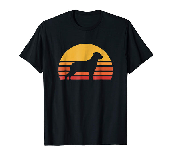 Retro Sun Rottweiler Silhouette T-shirt For Dog Lovers