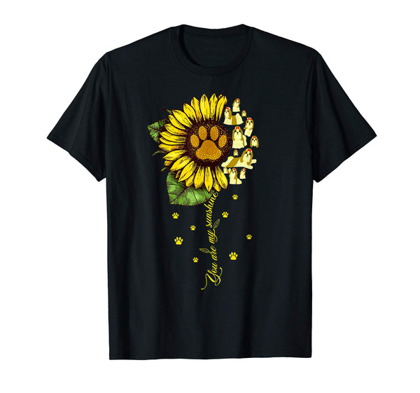 Funny you are my sunshine sunflower Shih tzu Dog Paw T Shirt