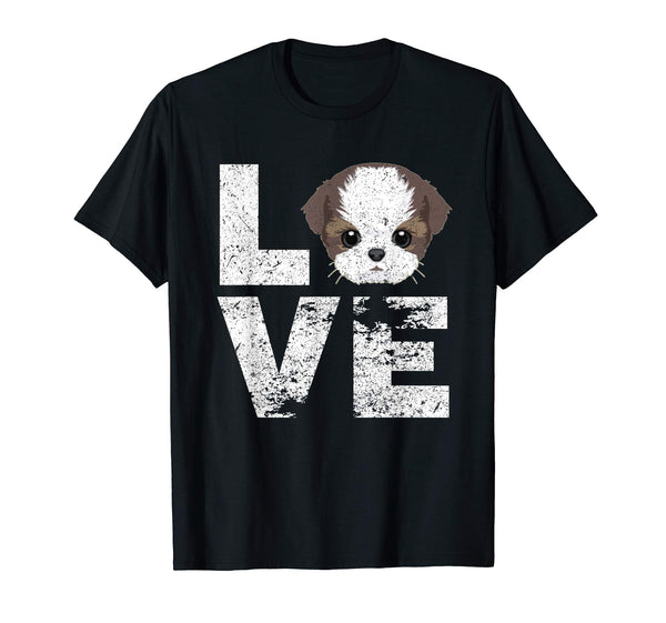 I Love My Shih Tzu Dog Head Funny TShirt Dog Lovers Gift