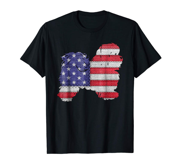 Patriotic SHIH TZU American Flag Embroidery T-Shirt