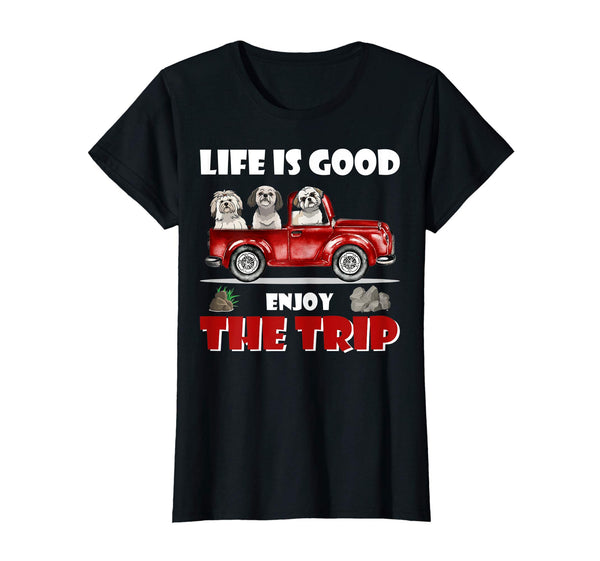 Life is good enjoy the trip Shih Tzu Dog Camping tshirt