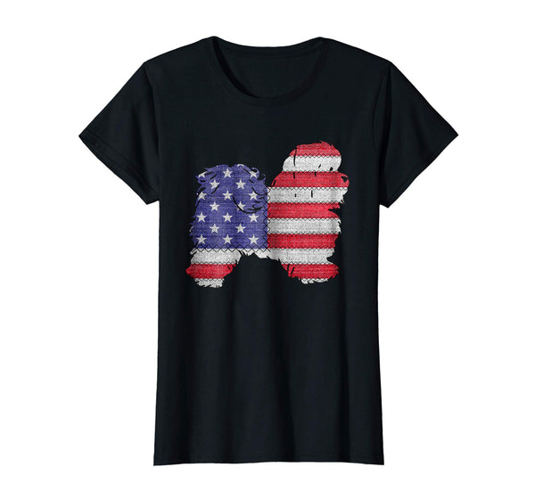 Patriotic SHIH TZU American Flag Embroidery T-Shirt