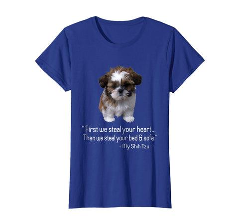 First we steal your heart, Shih Tzu Tshirt Love Gift