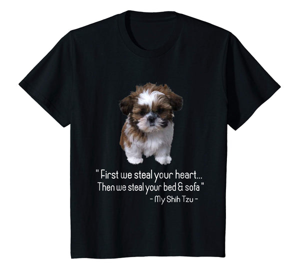 First we steal your heart, Shih Tzu Tshirt Love Gift