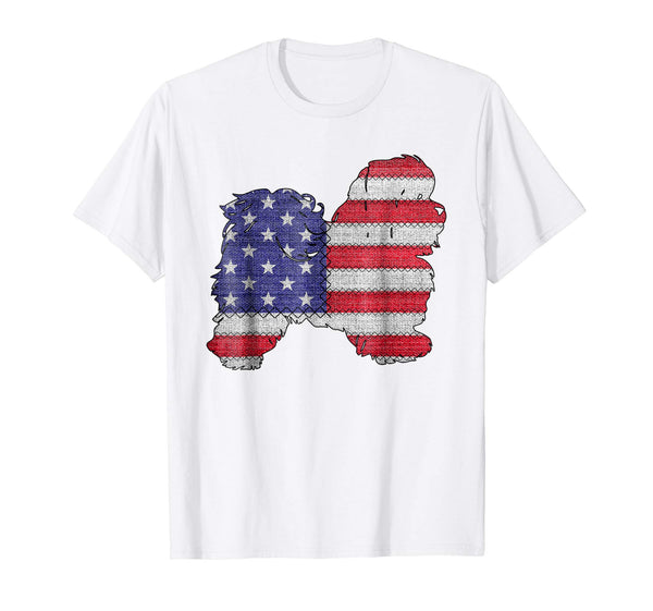 Patriotic SHIH TZU American Flag Embroidery T-Shirt