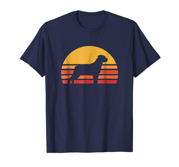 Retro Sun Rottweiler Silhouette T-shirt For Dog Lovers