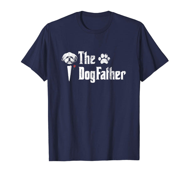 Mens The Dogfather Shih Tzu Dog Dad Tshirt Father's Day Gift