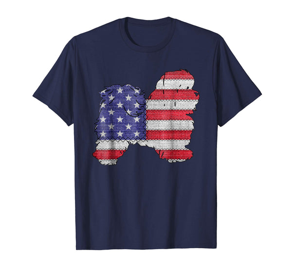 Patriotic SHIH TZU American Flag Embroidery T-Shirt