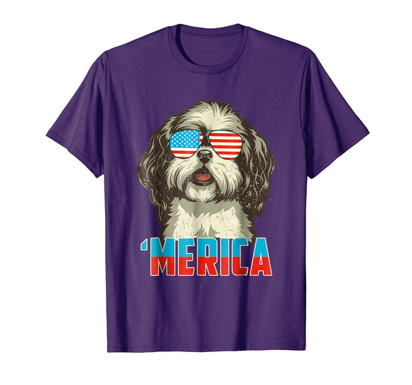 4th of July Patriot Shih Tzu Merica T Shirt for Women Men