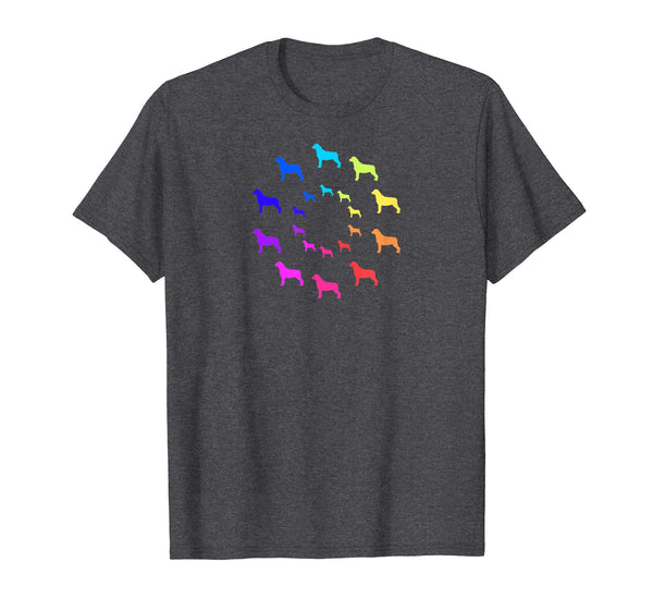 Circle of Rottweiler Dogs in Rainbow Colors T-Shirt