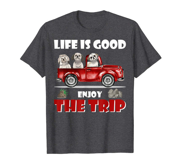 Life is good enjoy the trip Shih Tzu Dog Camping tshirt