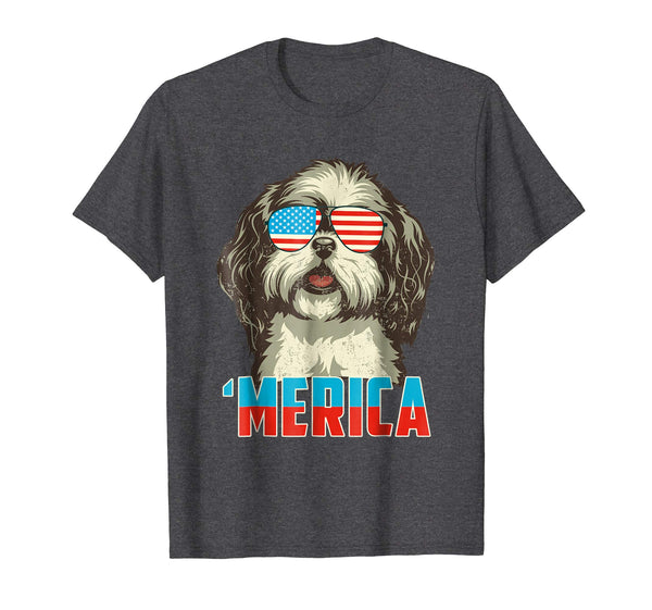 4th of July Patriot Shih Tzu Merica T Shirt for Women Men