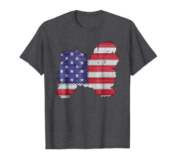 Patriotic SHIH TZU American Flag Embroidery T-Shirt