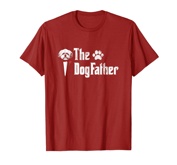Mens The Dogfather Shih Tzu Dog Dad Tshirt Father's Day Gift