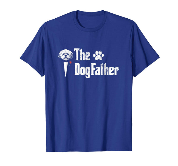 Mens The Dogfather Shih Tzu Dog Dad Tshirt Father's Day Gift