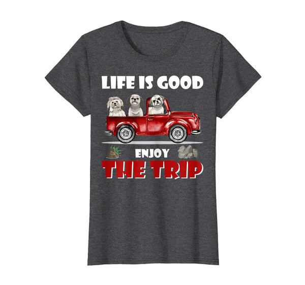 Life is good enjoy the trip Shih Tzu Dog Camping tshirt