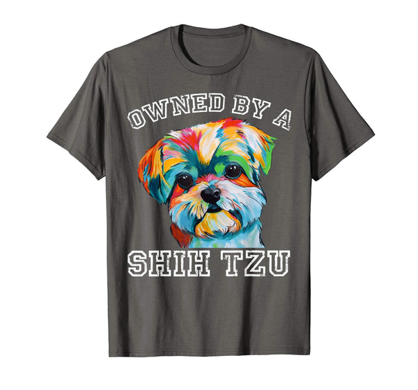 Owned By A Shih Tzu Tshirt Funny Dog Lover Gifts