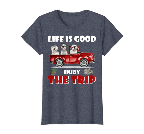 Life is good enjoy the trip Shih Tzu Dog Camping tshirt
