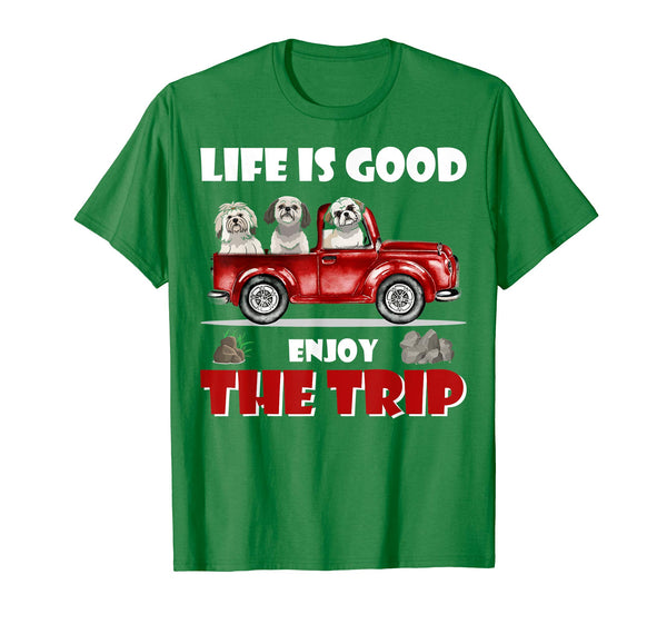 Life is good enjoy the trip Shih Tzu Dog Camping tshirt