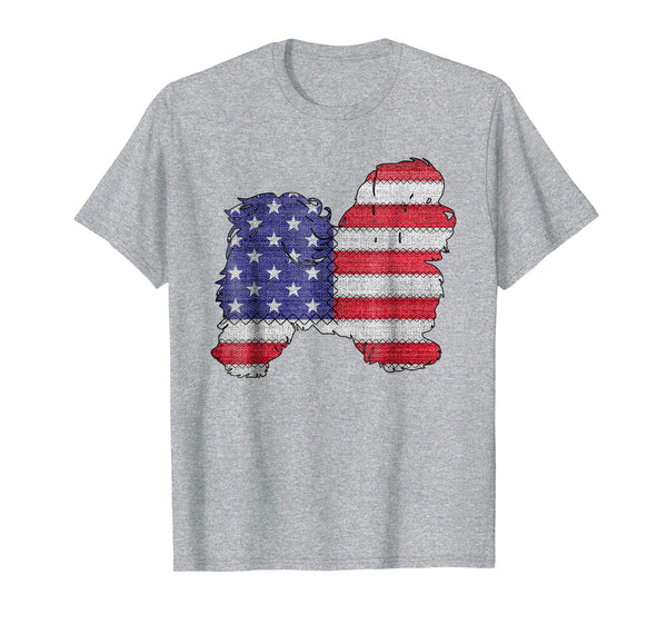 Patriotic SHIH TZU American Flag Embroidery T-Shirt